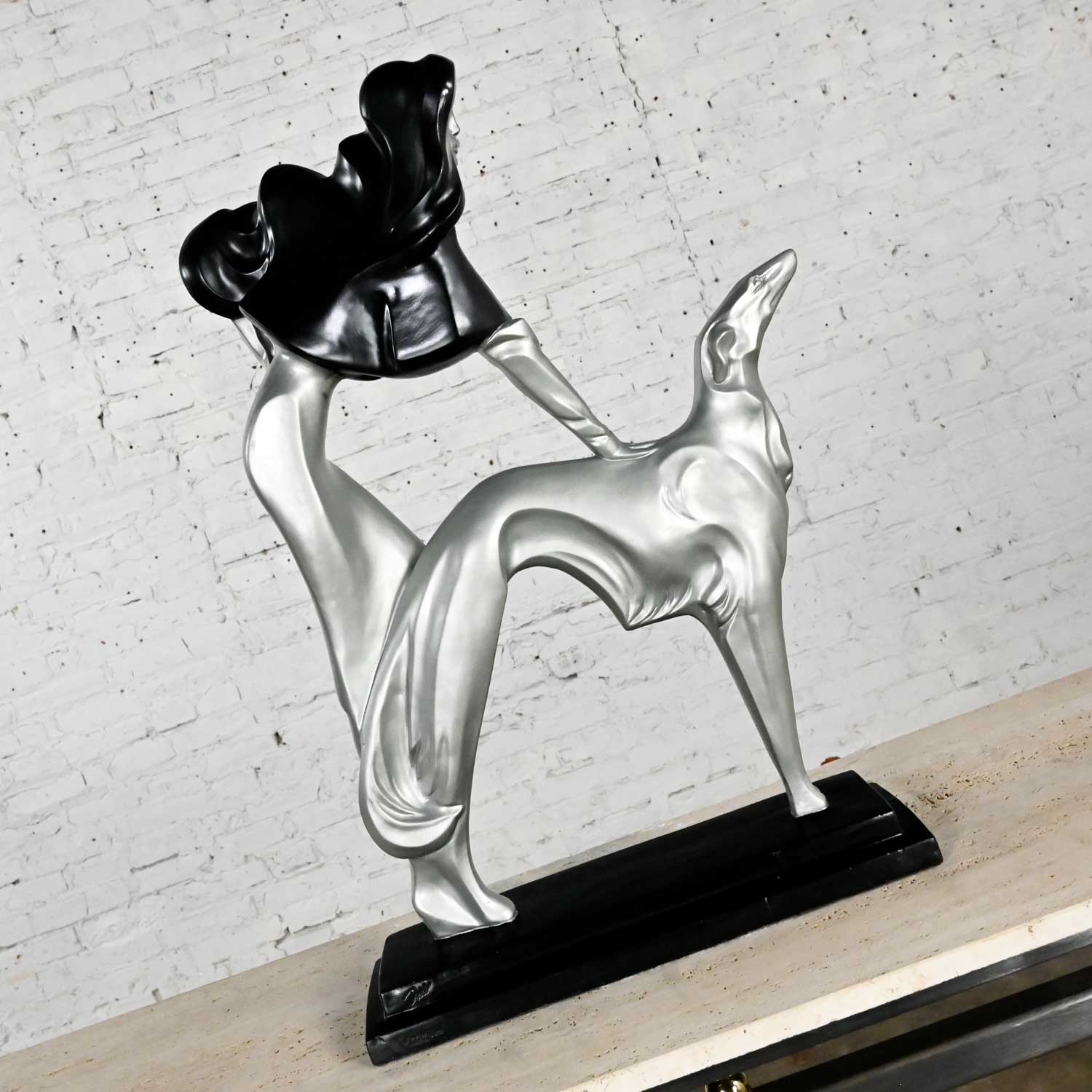 Afternoon Stroll Art Deco Revival Lady & Borzoi Dog Statue by Alexander Danel for Austin Productions