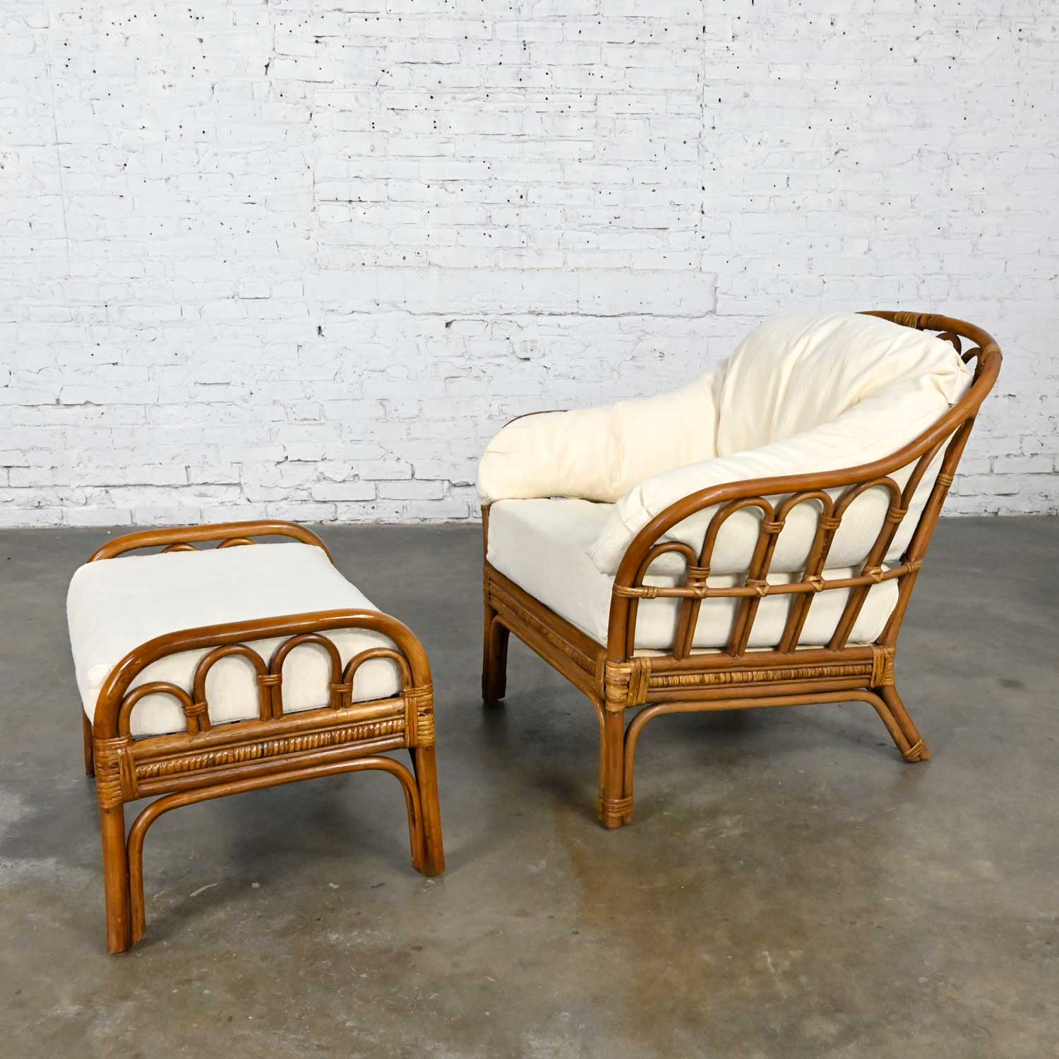 hoog Revolutionair gesprek Vintage Organic Modern Rattan Chair & Ottoman Style of Ficks Reed –  warehouse 414