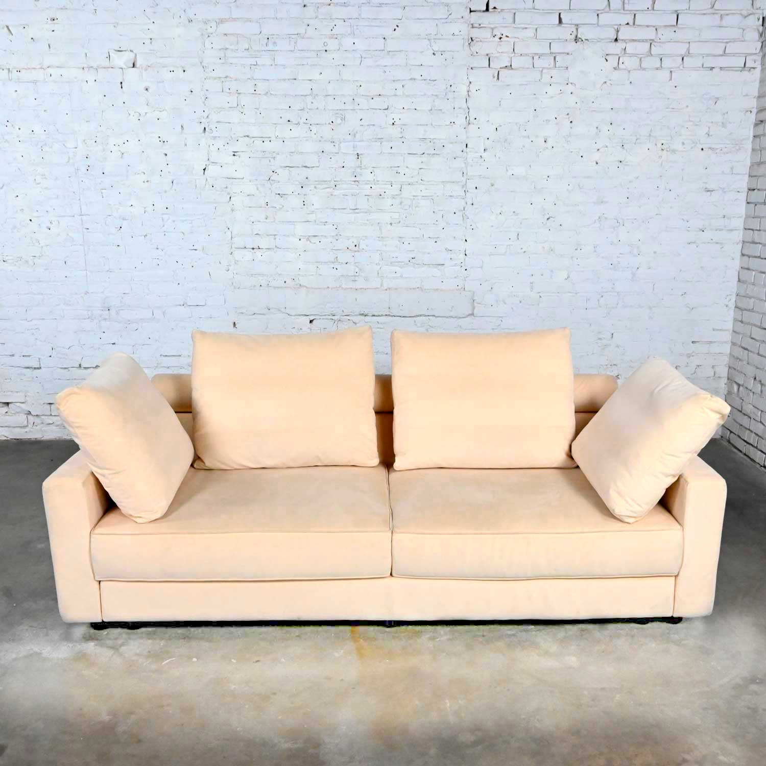 Vintage Roche Bobois Post-Modern Off-White Ultra Suede Sofa