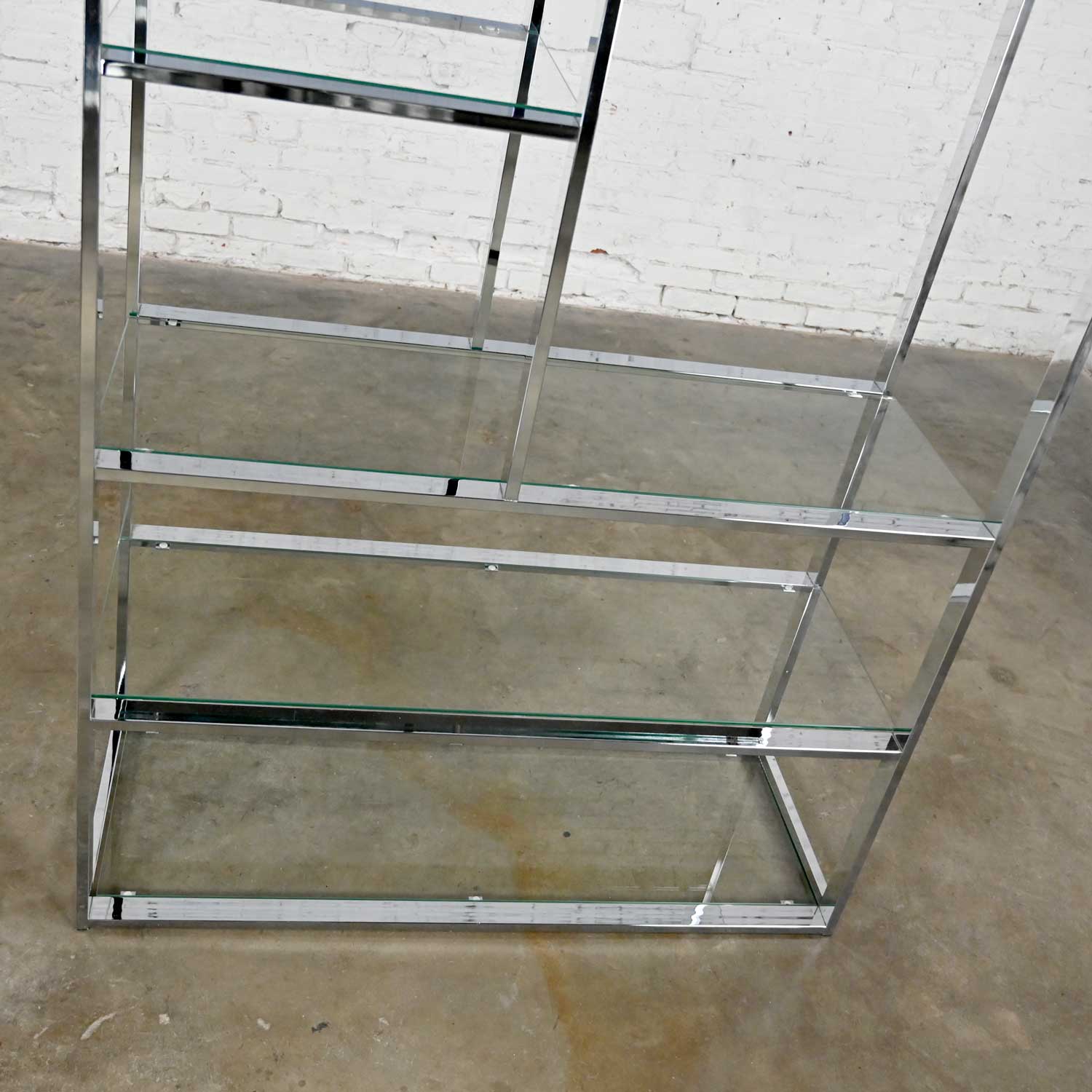Vintage MCM to Modern Chrome & Glass Etagere Full Mirrored Back Style Design Institute of America