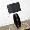 Mid-Century Modern Smoke Gray/Grey Lucite and Chrome Table Lamp New Black Drum Shade