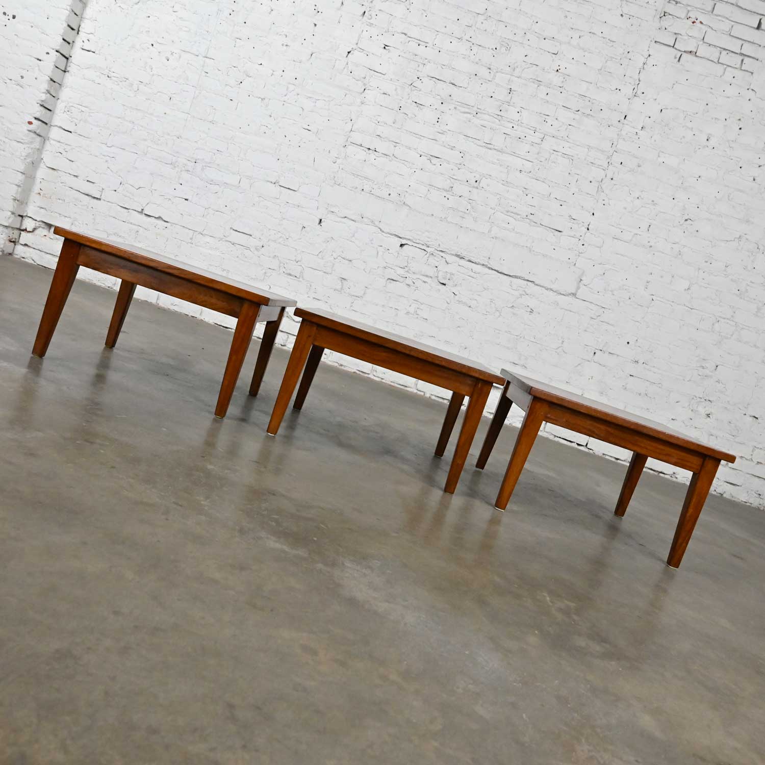 Mid Century Modern Custom Stackable Square Solid Rosewood Tables, Set of Three