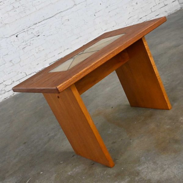 Scandinavian Modern Teak Rectangular Side Table or End Table with Lovely Tile Insert by Gangso Mobler