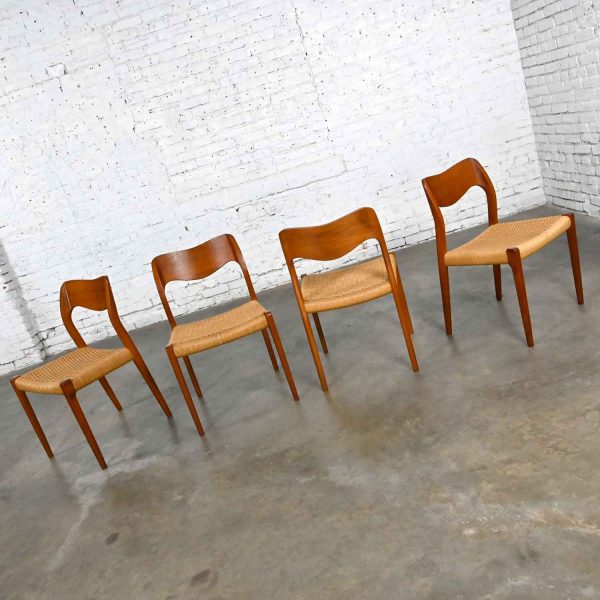 Neils O Moller Scandinavian Modern Model 71 Teak Dining Chairs by J.L. Mollers Mobelfabrik Set of 4