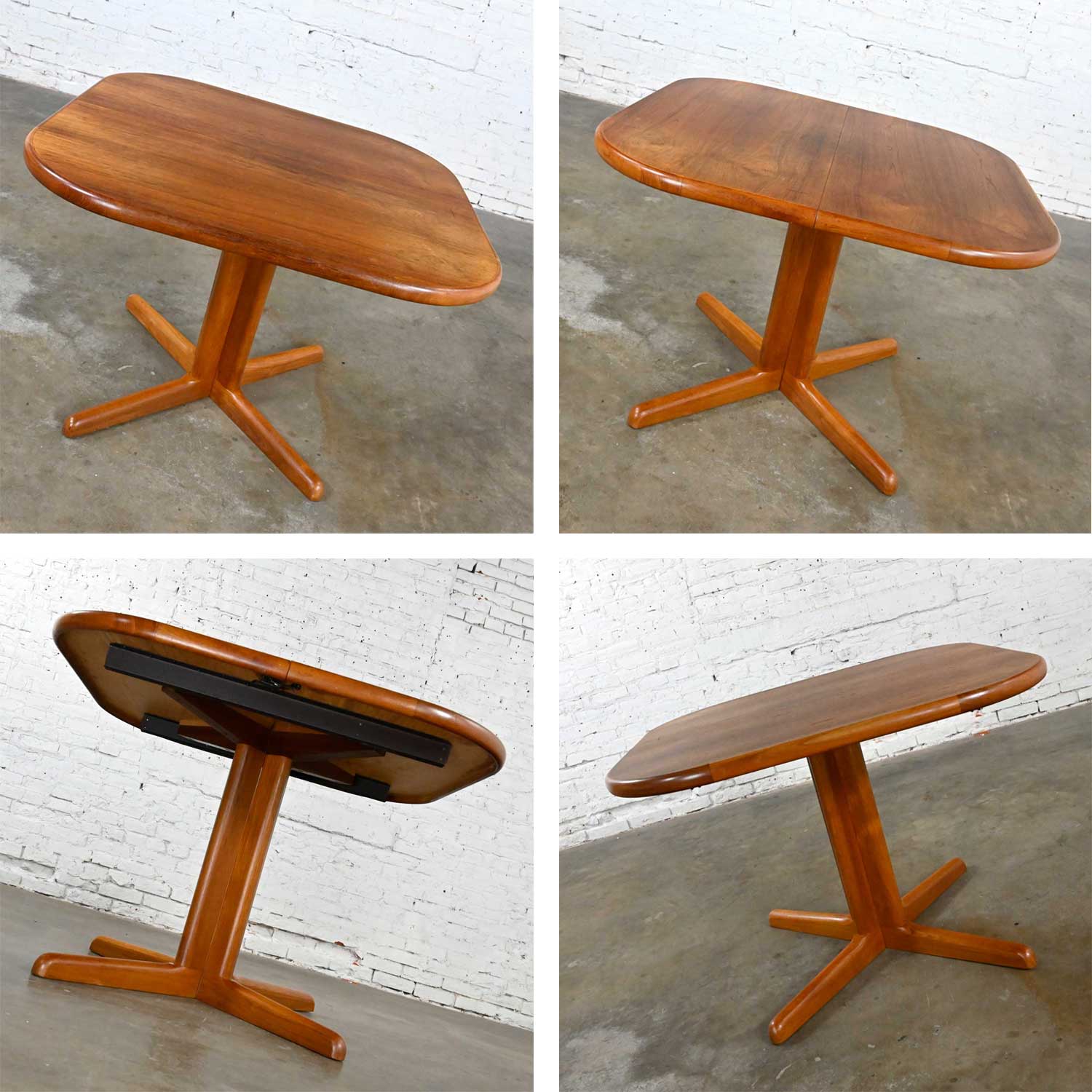 Vintage Teak Scandinavian Modern Expanding Dining Table with 2 Leaves Style Neils Moller