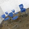 8 Vintage Modern Light Blue Plastic & Chrome Reverse Cantilever Stacking Intellect Dining Chairs by KI Seating