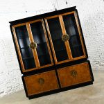 Vintage Chinoiserie Chin Hua Double Display China Cabinet or Bookcase by Raymond K. Sobota for Century Furniture
