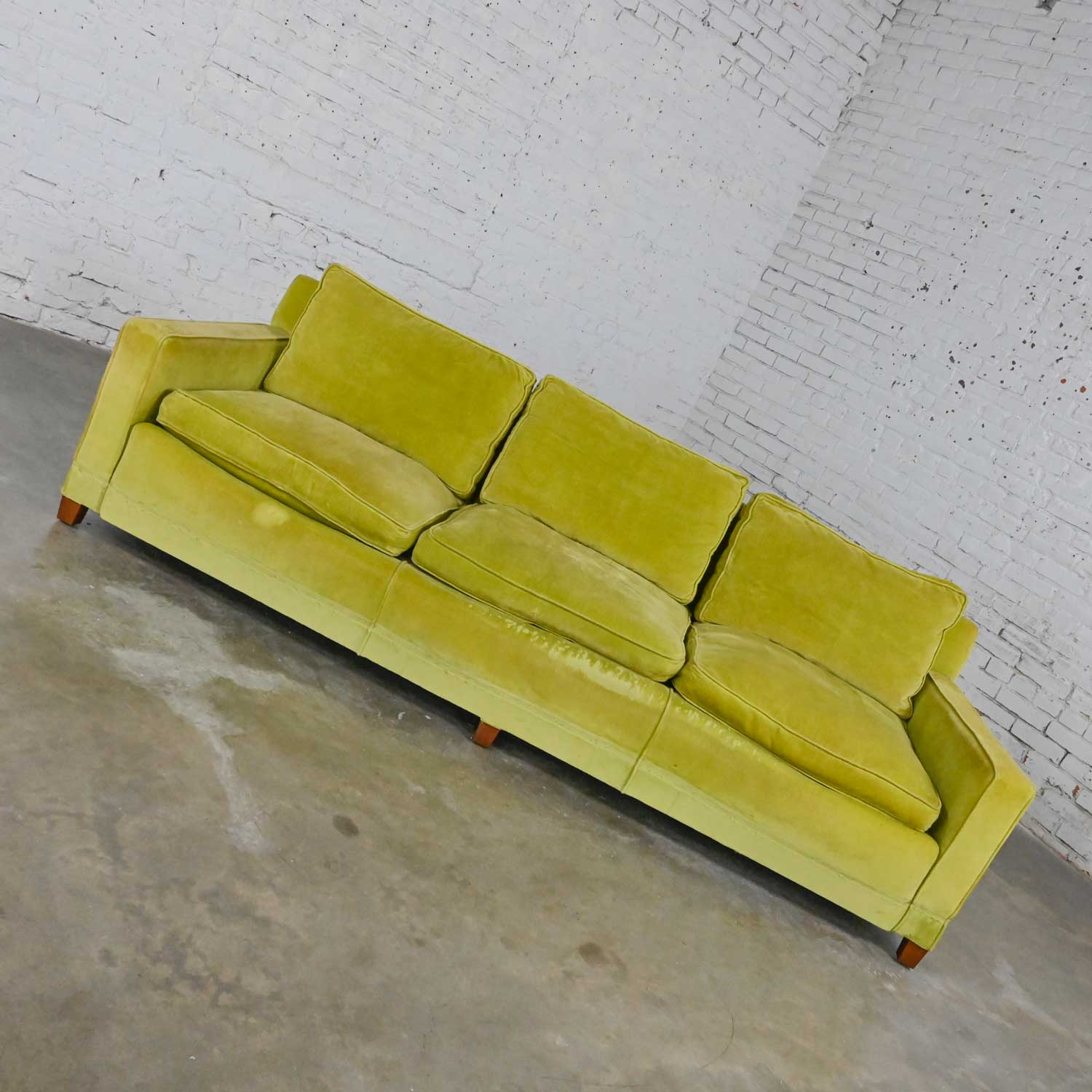 Vintage Mid-Century Modern Feather Filled Green Velvet Lawson Style Sofa Frame Only Needs Upholstered