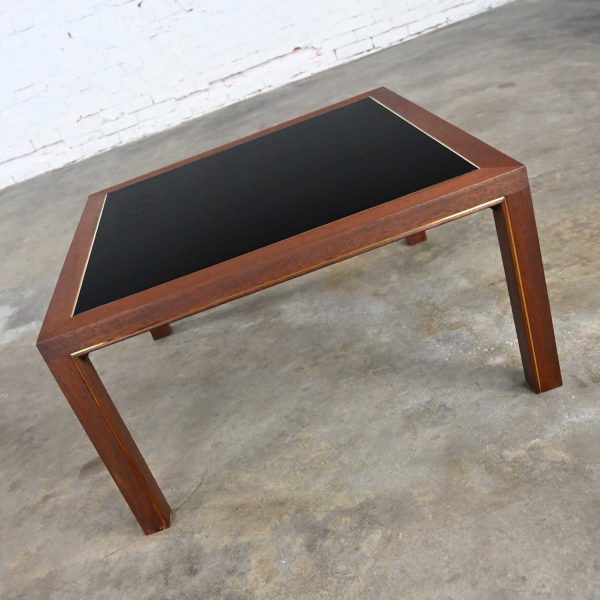 MCM to Modern Dunbar Coffee or End Table Square Parsons Style Inlaid Brass Detail by Edward Wormley