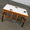 Vintage Rattan Campaign Style Ficks Reed Far Horizons Collection End Table w/Tile Top by John Wisner