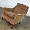 Vintage Mid Century Modern Mocha Colored Velvet Club Lounge Chair Style of Dunbar