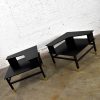 MCM Corner Step Tables a Pair Black with Brass Sabots from Coronado Group by Luther Draper for Founders Furniture