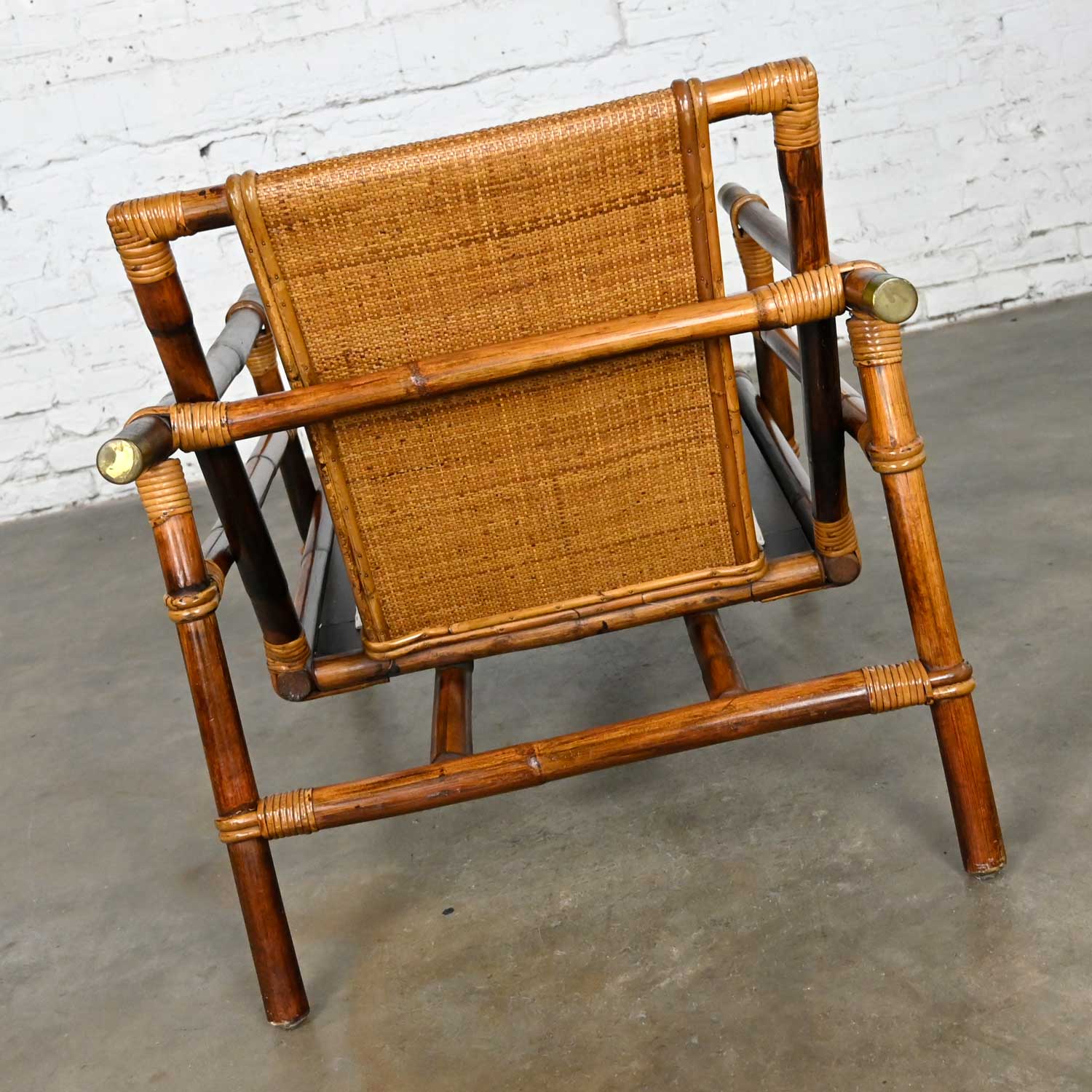 Vintage Rattan Campaign Style Ficks Reed Far Horizons Collection Lounge Club Chair by John Wisner