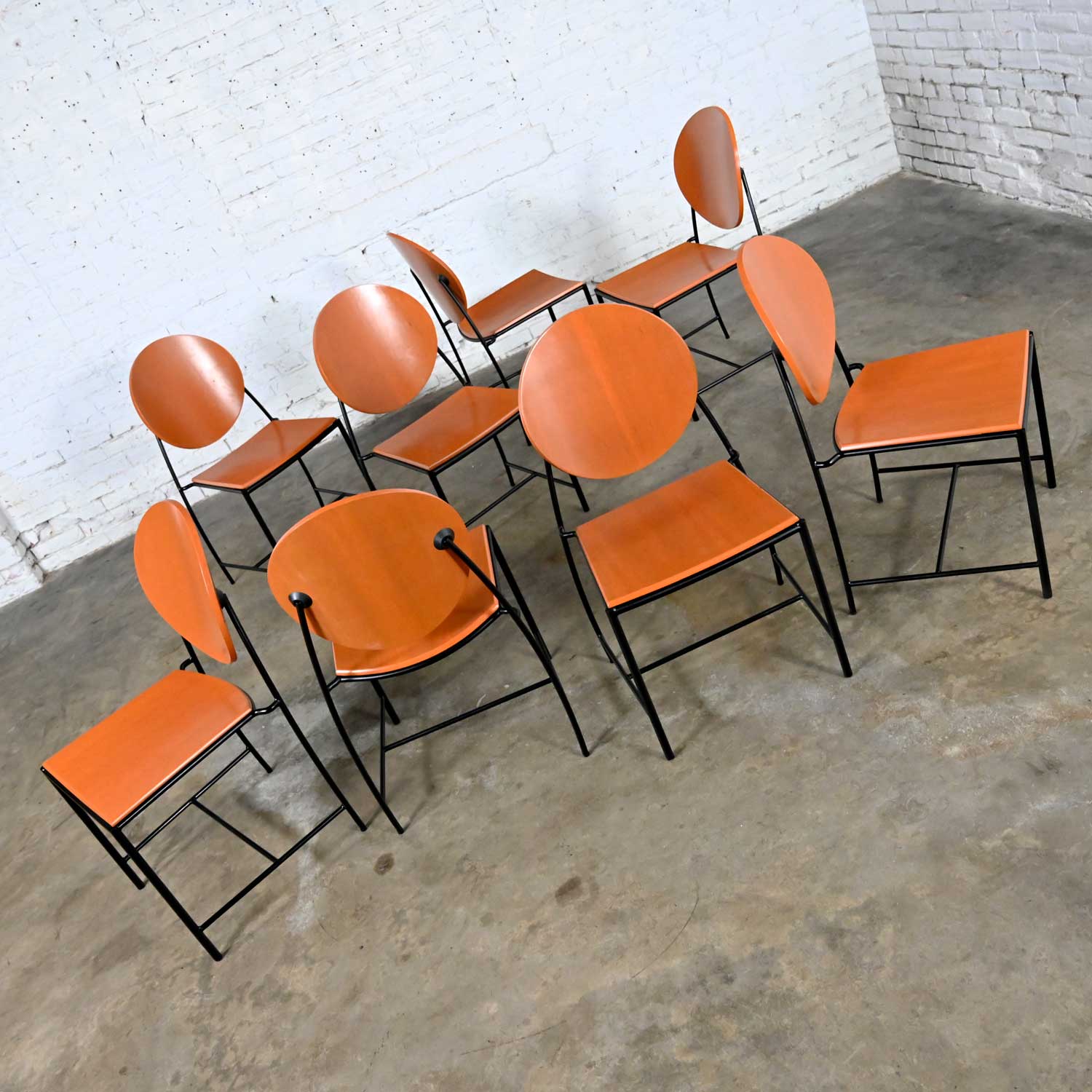 Vintage Postmodern Dakota Jackson Vik – Ter 1 Orange Dining Chairs Set of 8