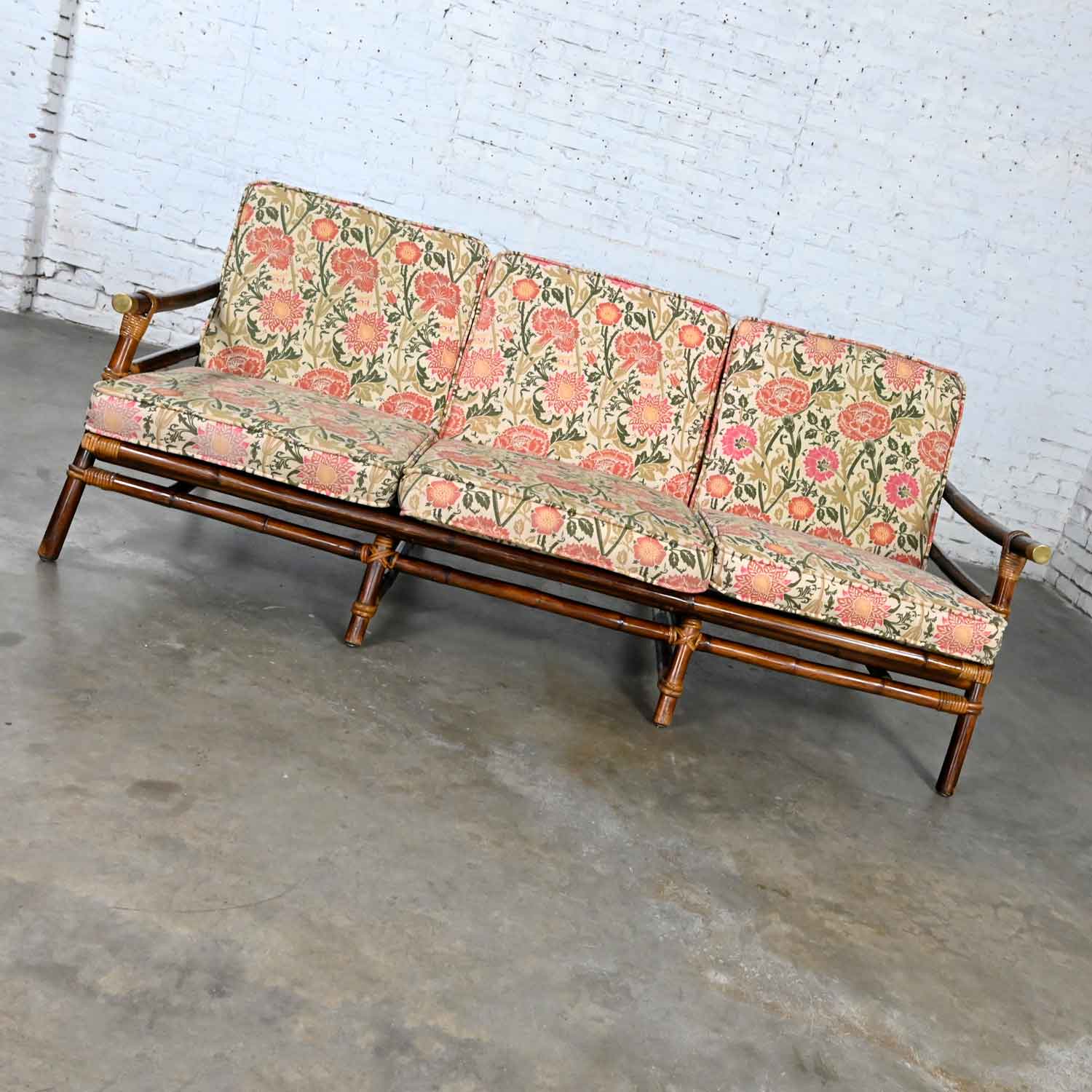 Vintage Rattan Campaign Style Ficks Reed Far Horizon Collection Sofa by John Wisner