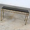 Modern Iron Console Sofa Table with Gold Hammered Look & Smoked & Beveled Glass Top