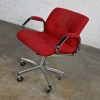 Vintage Modern Steelcase Chrome & Red Swivel Rolling Chair #454 Style Charles Pollock