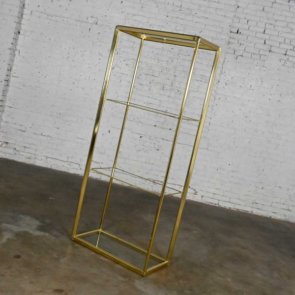 Vintage Modern Brass Plate & Glass Etagere Style of DIA Design Institute of America