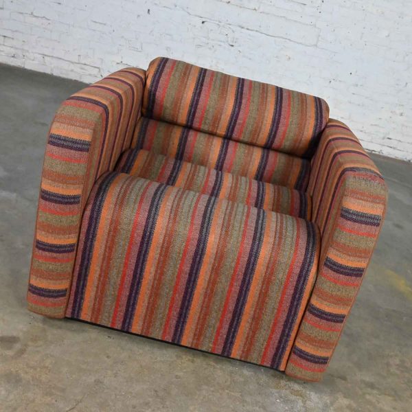 Vintage Mid-Century Modern to Post-Modern Purple Striped Multi-Piece Modular Club Chair