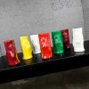 Folk Art Multi Color Molded Plastic or Acrylic Hand Vases Set of 7