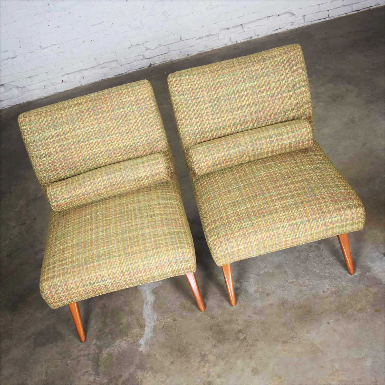 Mid Century Modern Pair of Model 100 Planner Group Slipper Chairs by Paul McCobb for Custom Craft