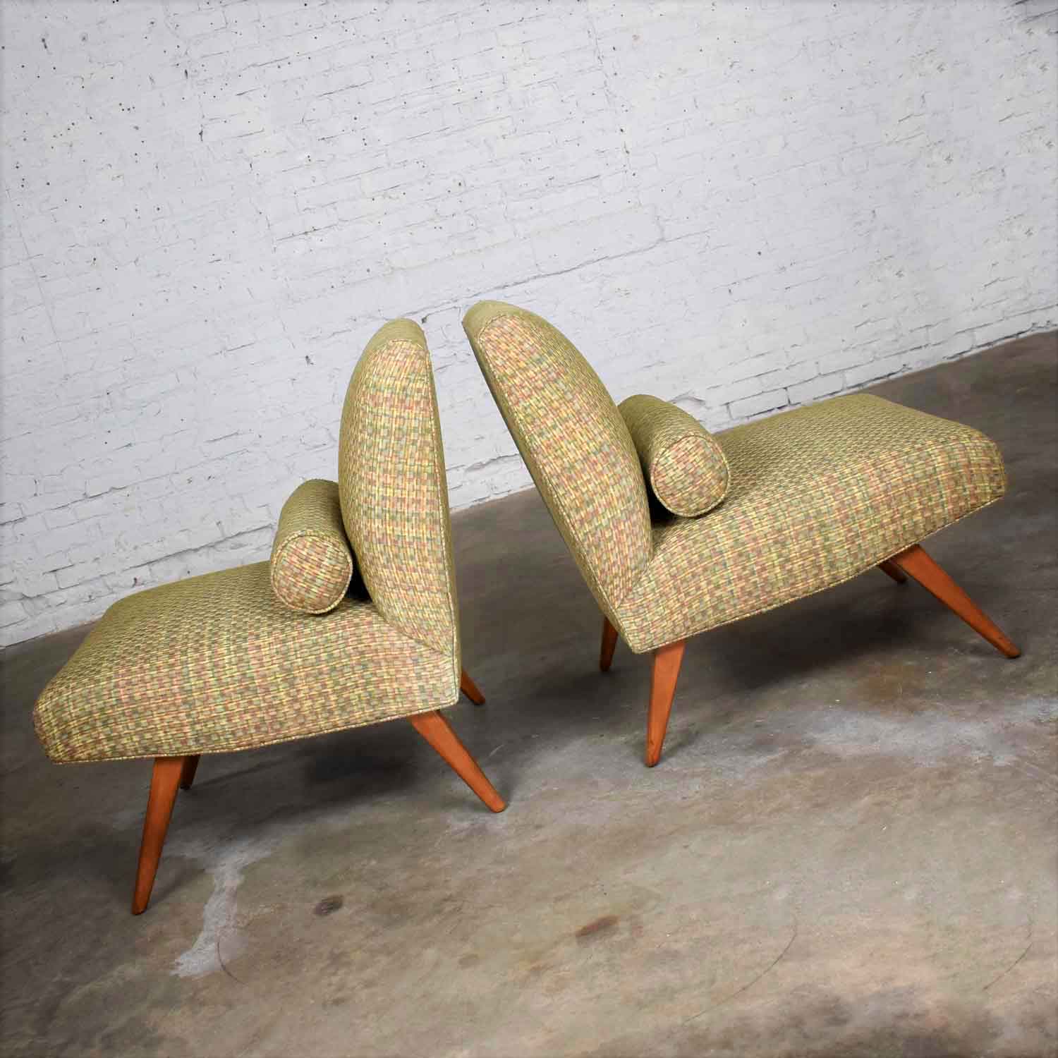Mid Century Modern Pair of Model 100 Planner Group Slipper Chairs by Paul McCobb for Custom Craft