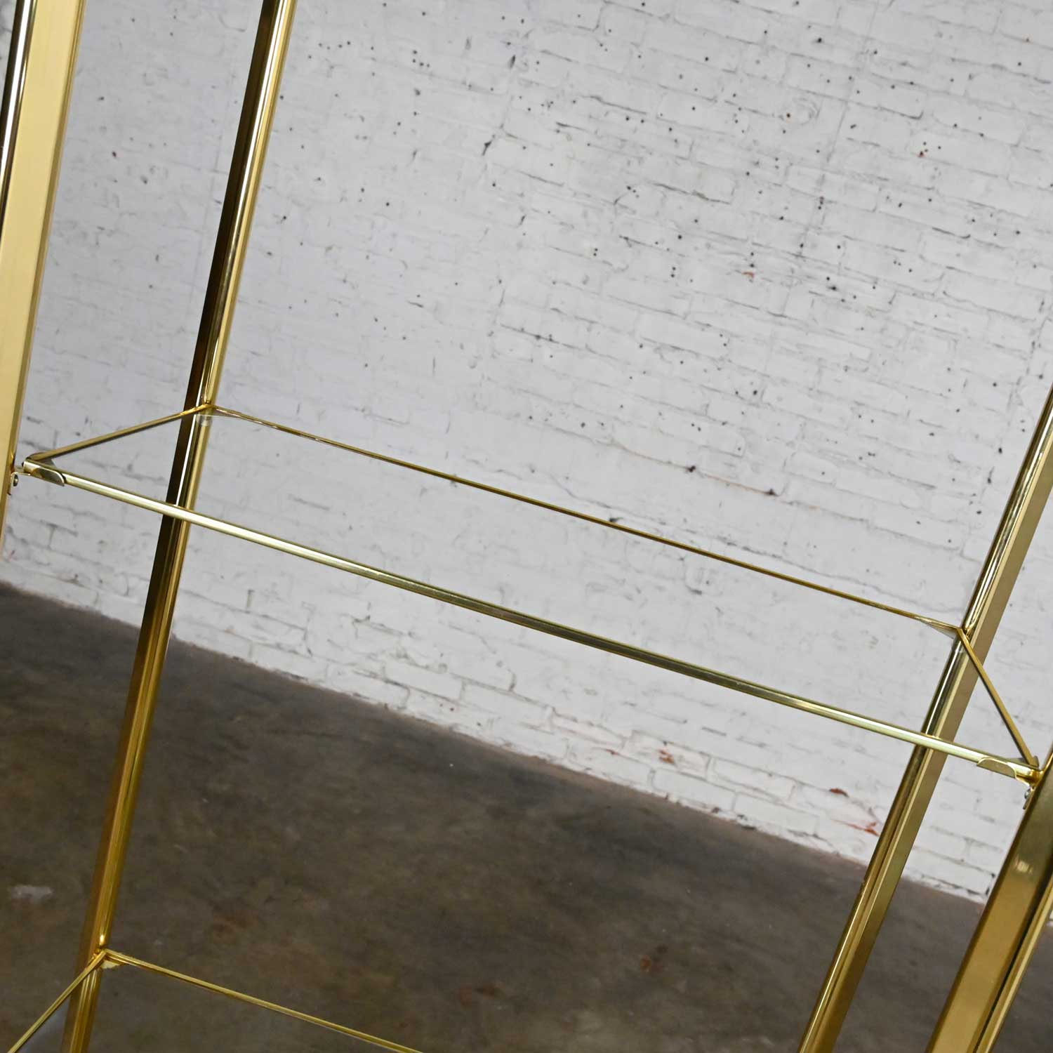 Vintage Modern Brass Plate & Glass Etagere Style of DIA Design Institute of America