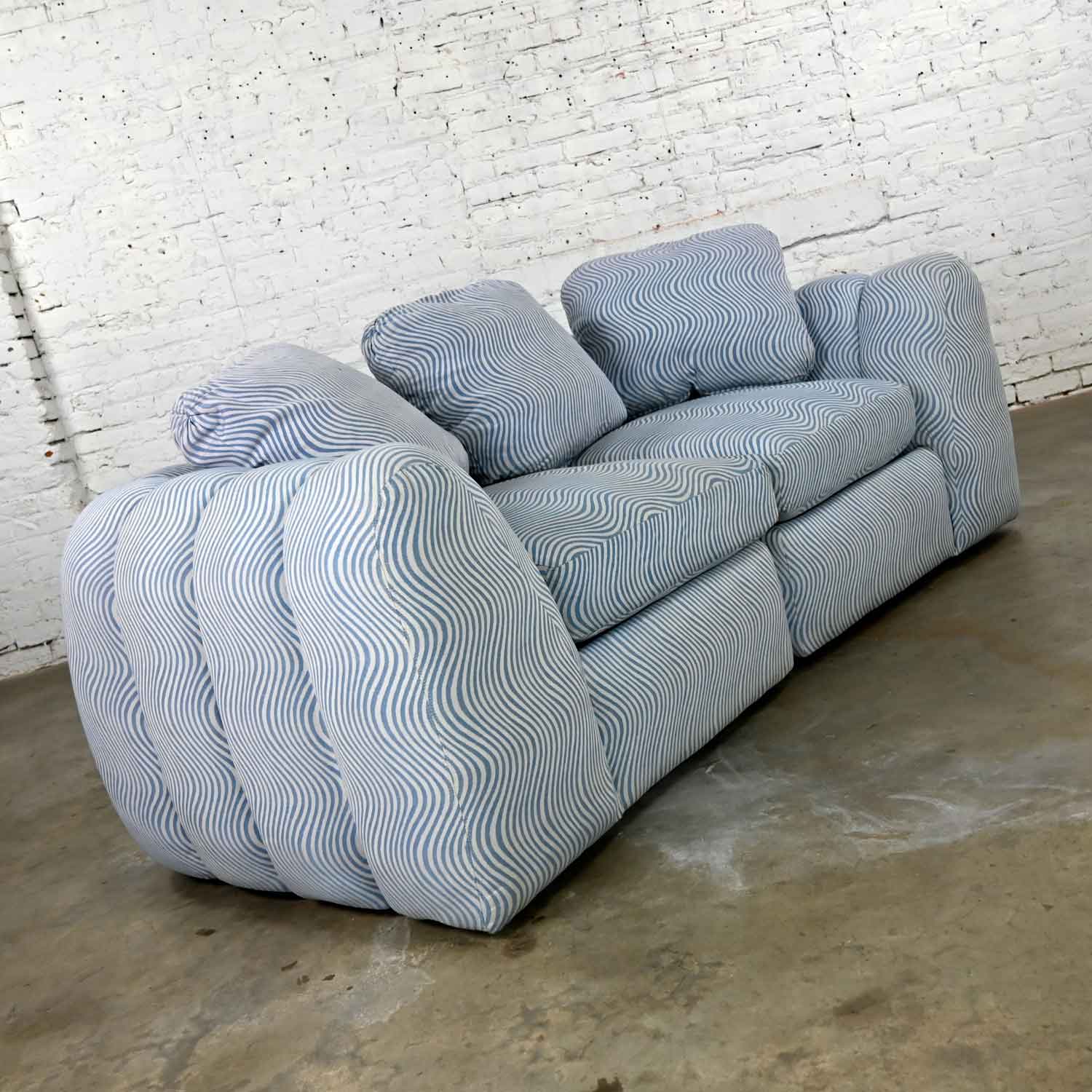 Modern to Postmodern Channeled Sectional Loveseat or Lounge Chairs Style of Jay Spectre