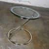 Mid-Century Modern to Modern Square Tube Chrome & Round Glass Top Z Shaped End Table