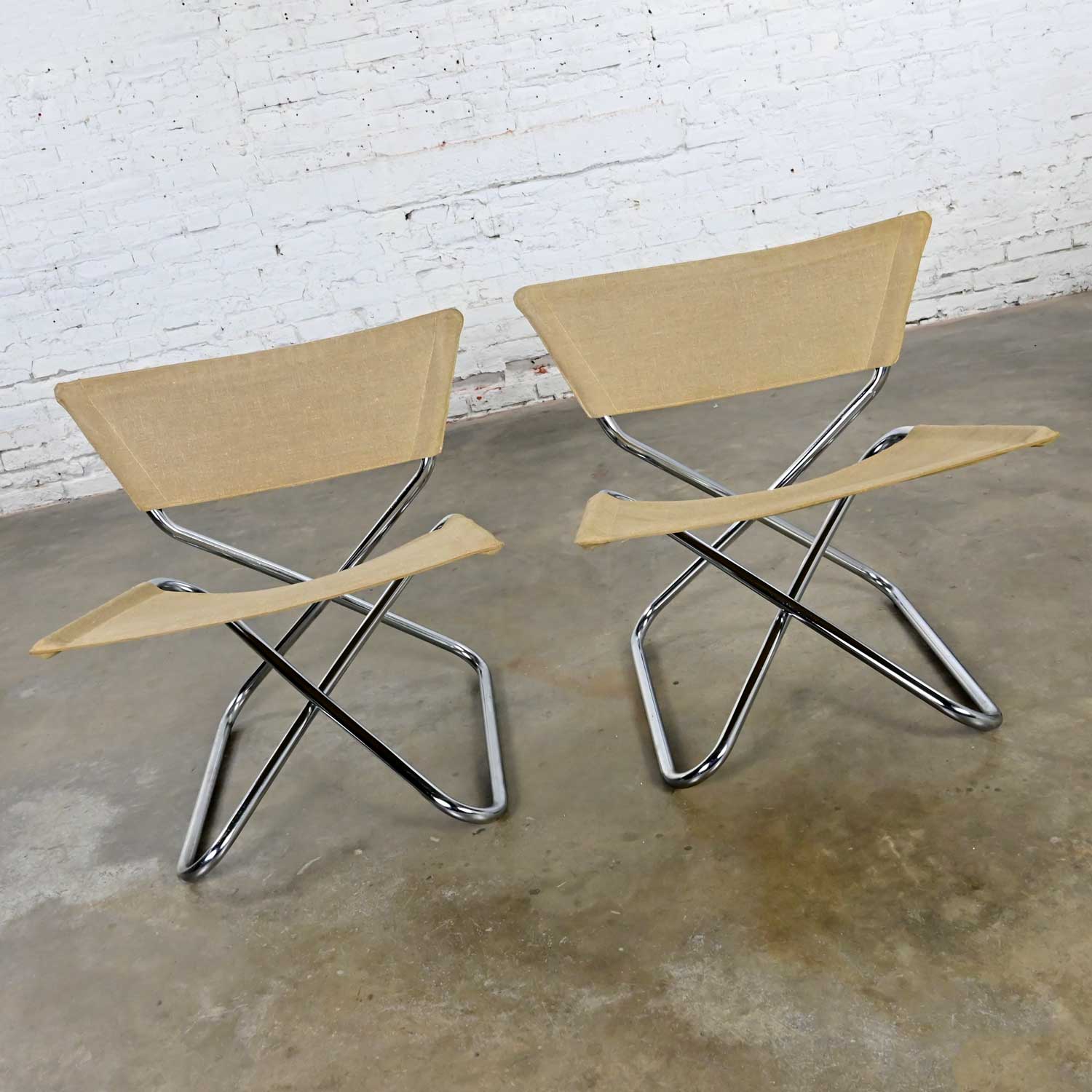 Vintage Scandinavian Modern Erik Magnussen Z Down Folding Chairs by Torben Orskov Denmark, a Pair