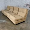 Vintage Scandinavian Modern Khaki Hopsacking 4 Piece Modular Sofa Made in Sweden