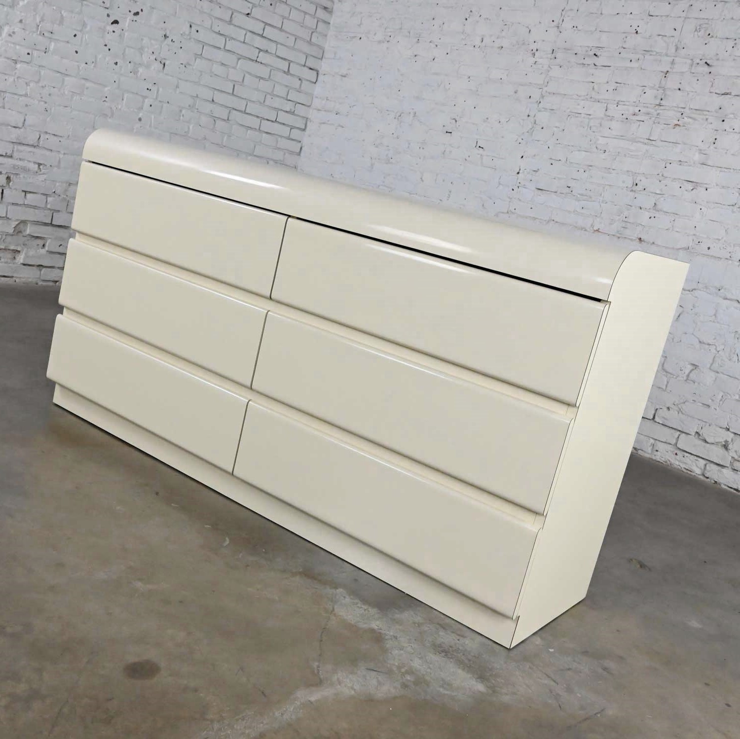 Modern to Post Modern White Laminate 6 Drawer Custom Built Dresser by Center Displays KCMO