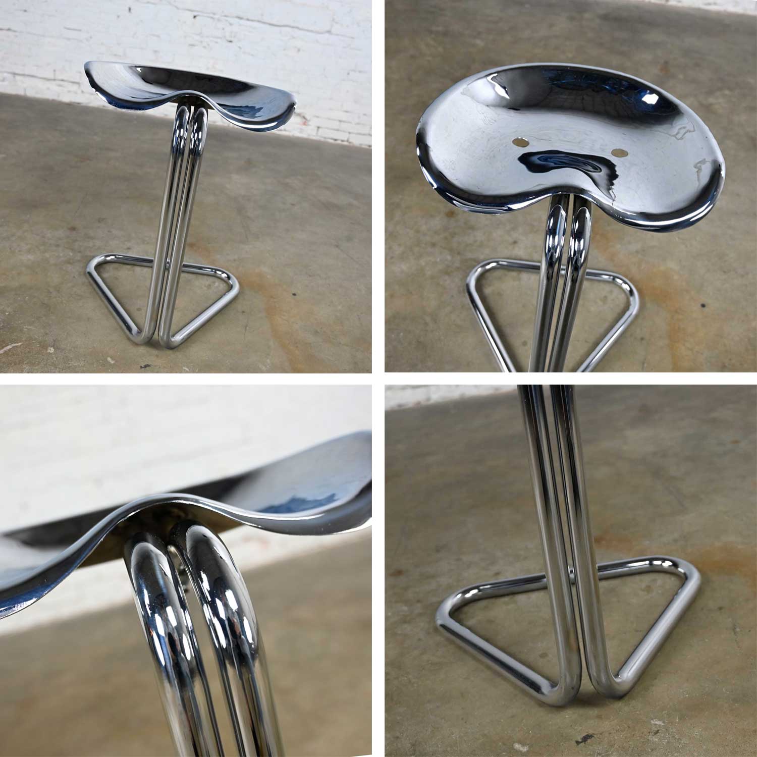 Vintage MCM Chrome Tractor Stool Chair Height by Rodney Kinsman for OMK England