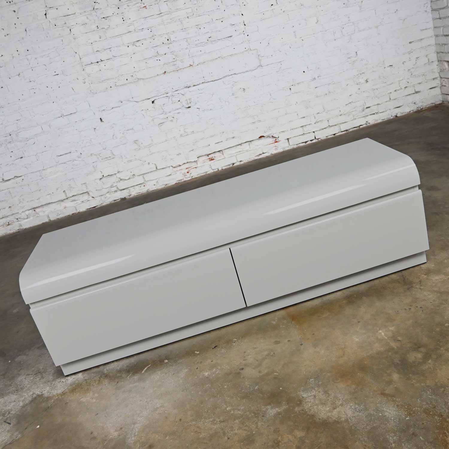 Modern Custom Built Light Gray Laminate Low 2 Drawer Dresser or Bench Seat by Center Displays of KCMO