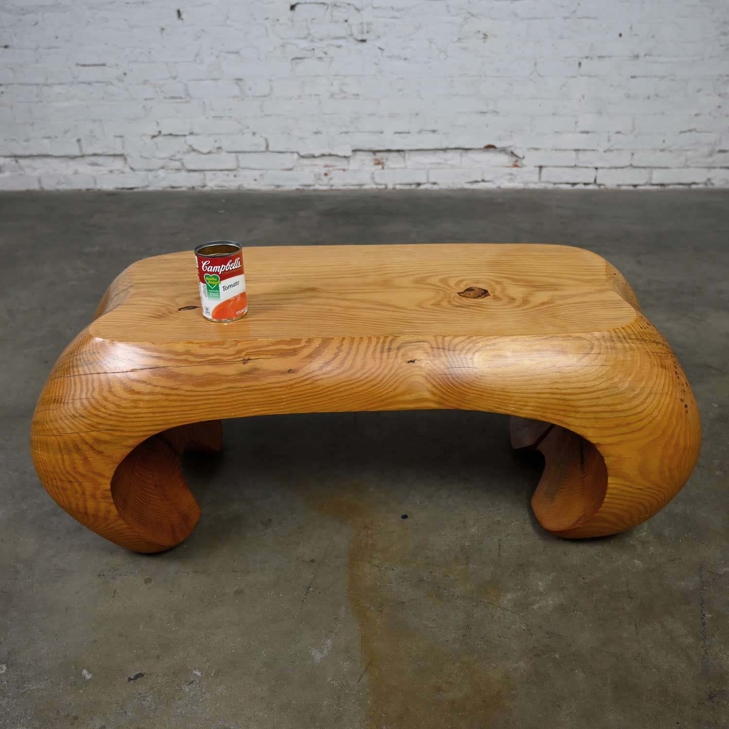 Postmodern Natural Sculpted Solid Heartwood Pine Bench or Coffee Table Style of Carl Gromoll or Wendell Castle