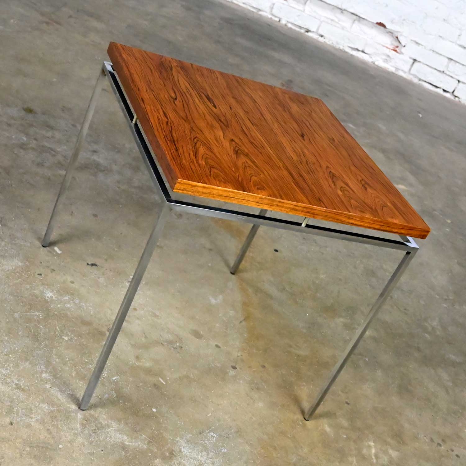 Vintage Scandinavian Modern Rosewood & Chrome Minimalist End Table by Knud Joos for Jason Mobler