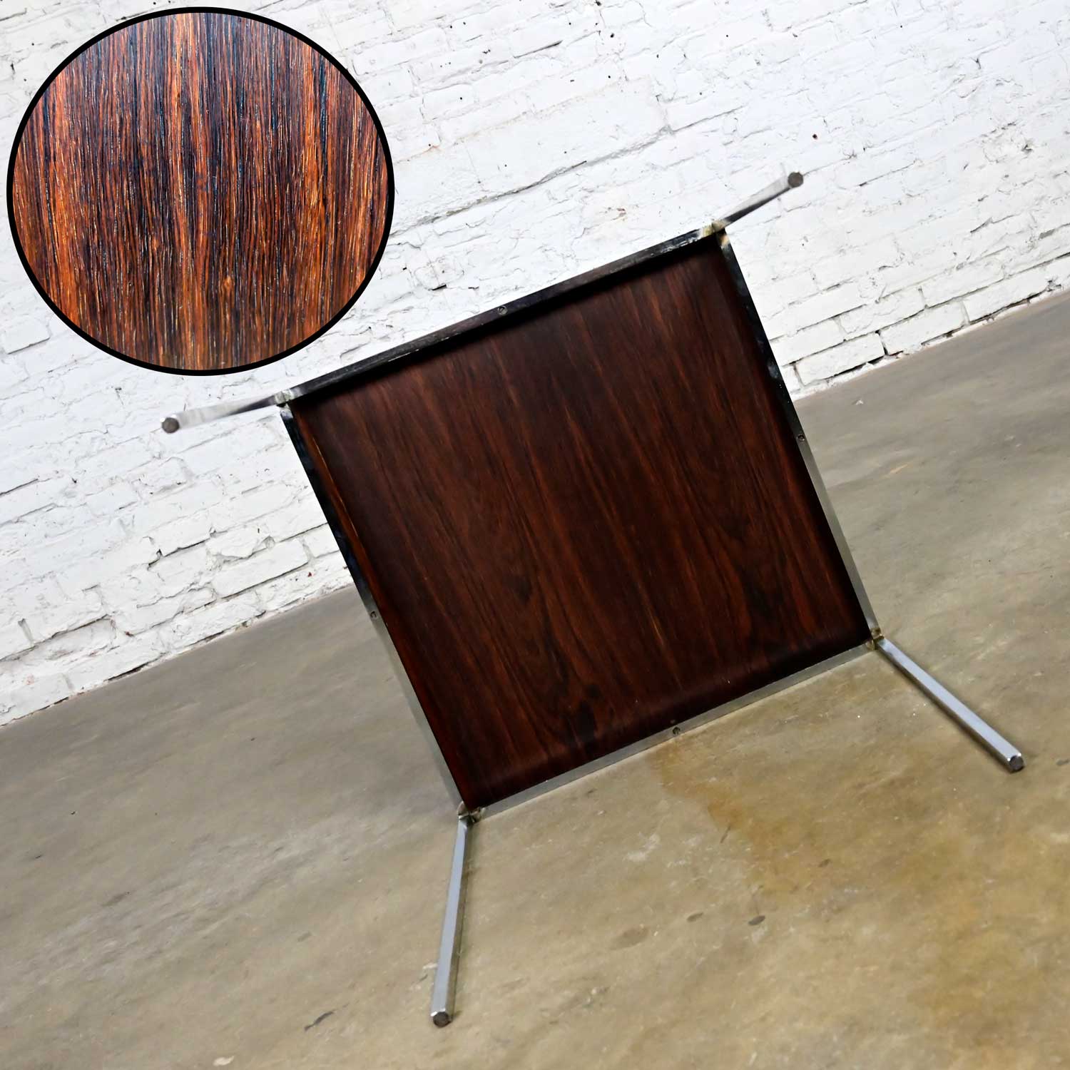 Vintage Scandinavian Modern Rosewood & Chrome Minimalist End Table by Knud Joos for Jason Mobler