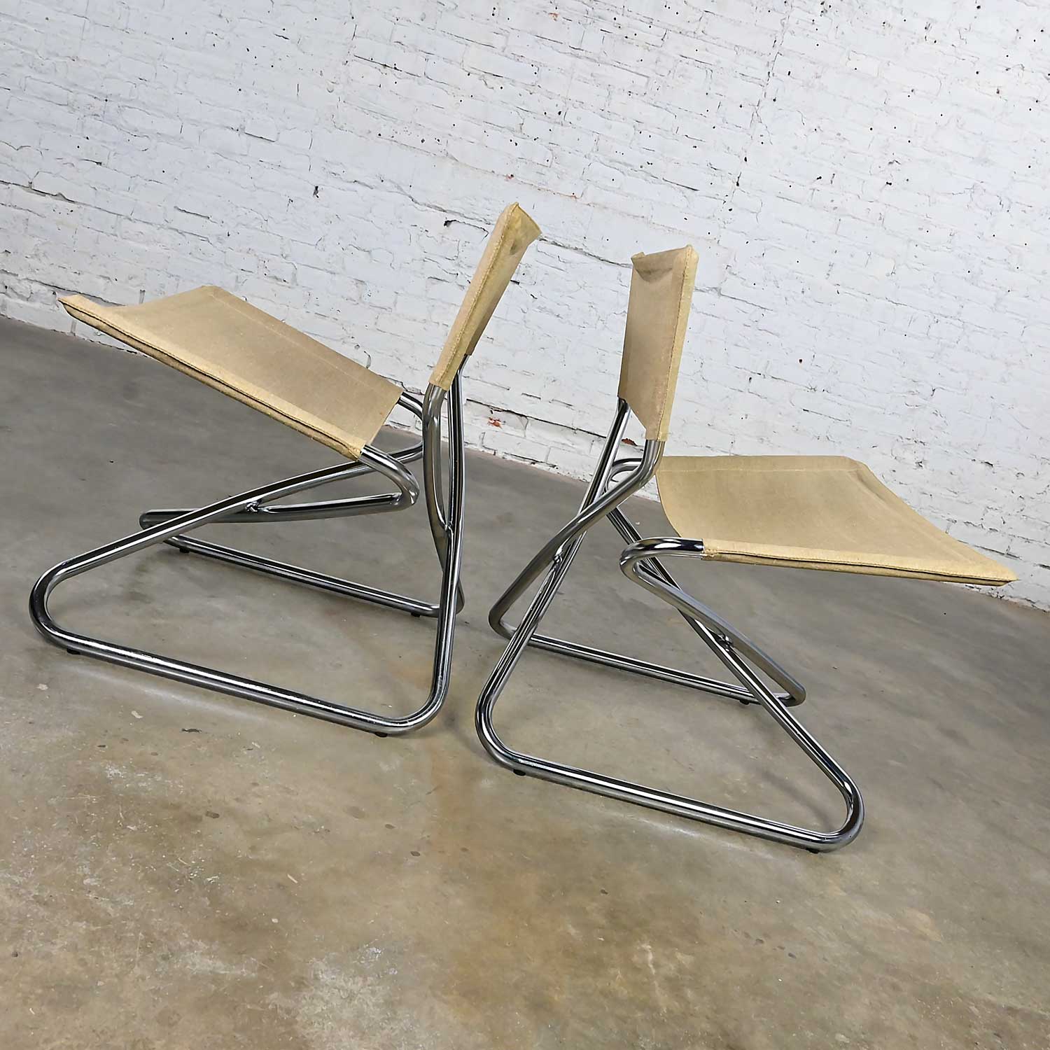 Vintage Scandinavian Modern Erik Magnussen Z Down Folding Chairs by Torben Orskov Denmark, a Pair