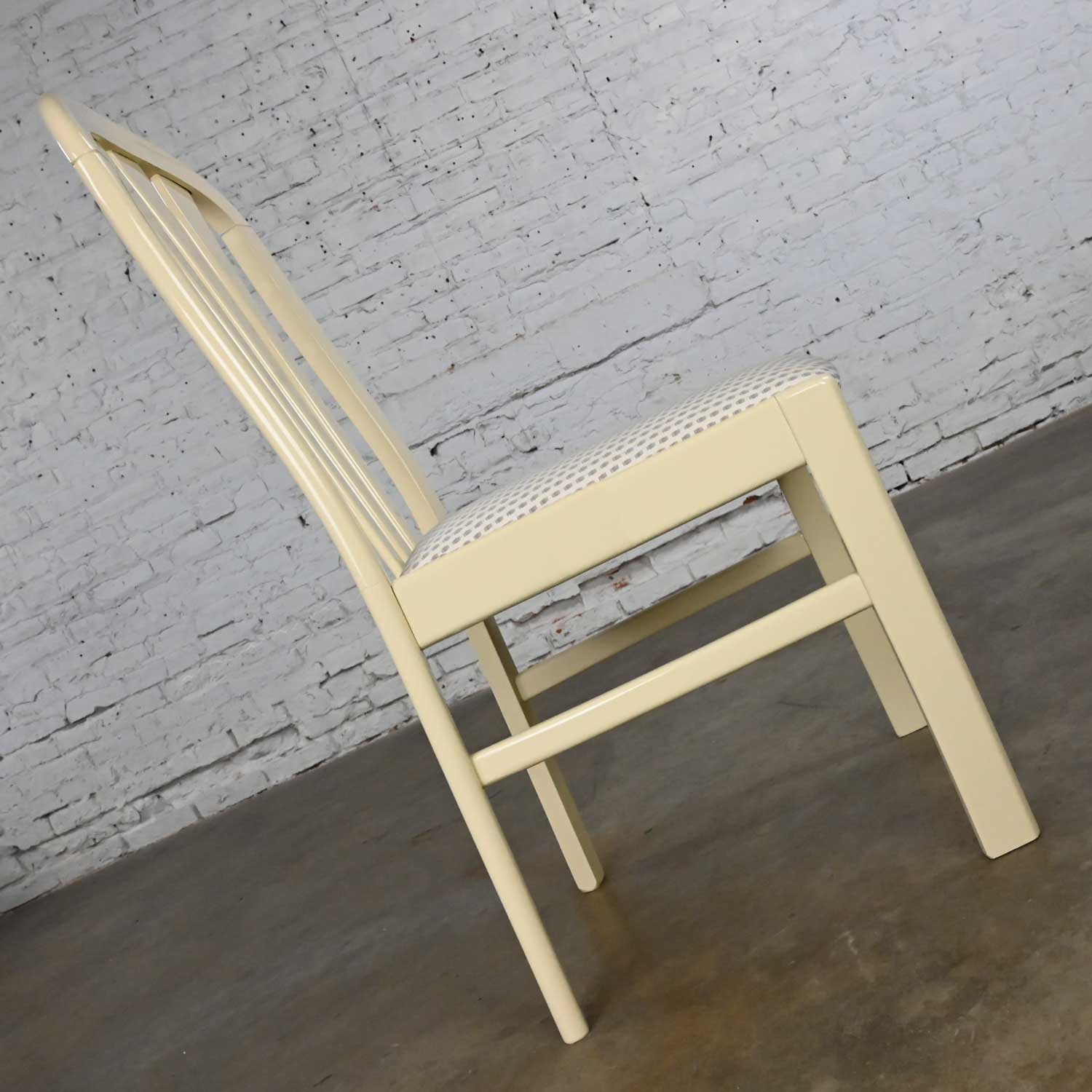 Vintage Modern to Post Modern White Lacquered Side Chair with Arched Top