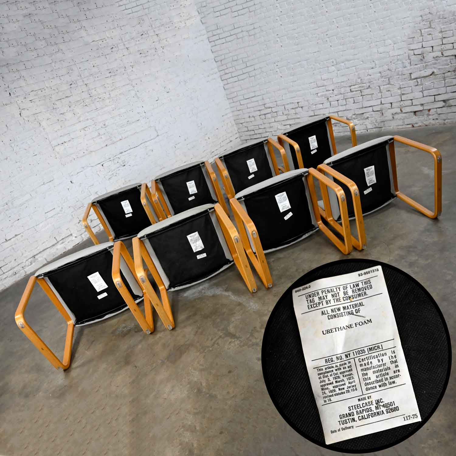 Vintage Modern Classic Steelcase Snodgrass Dining Chairs in Light Oak Bentwood by Warren Snodgrass Set of 8
