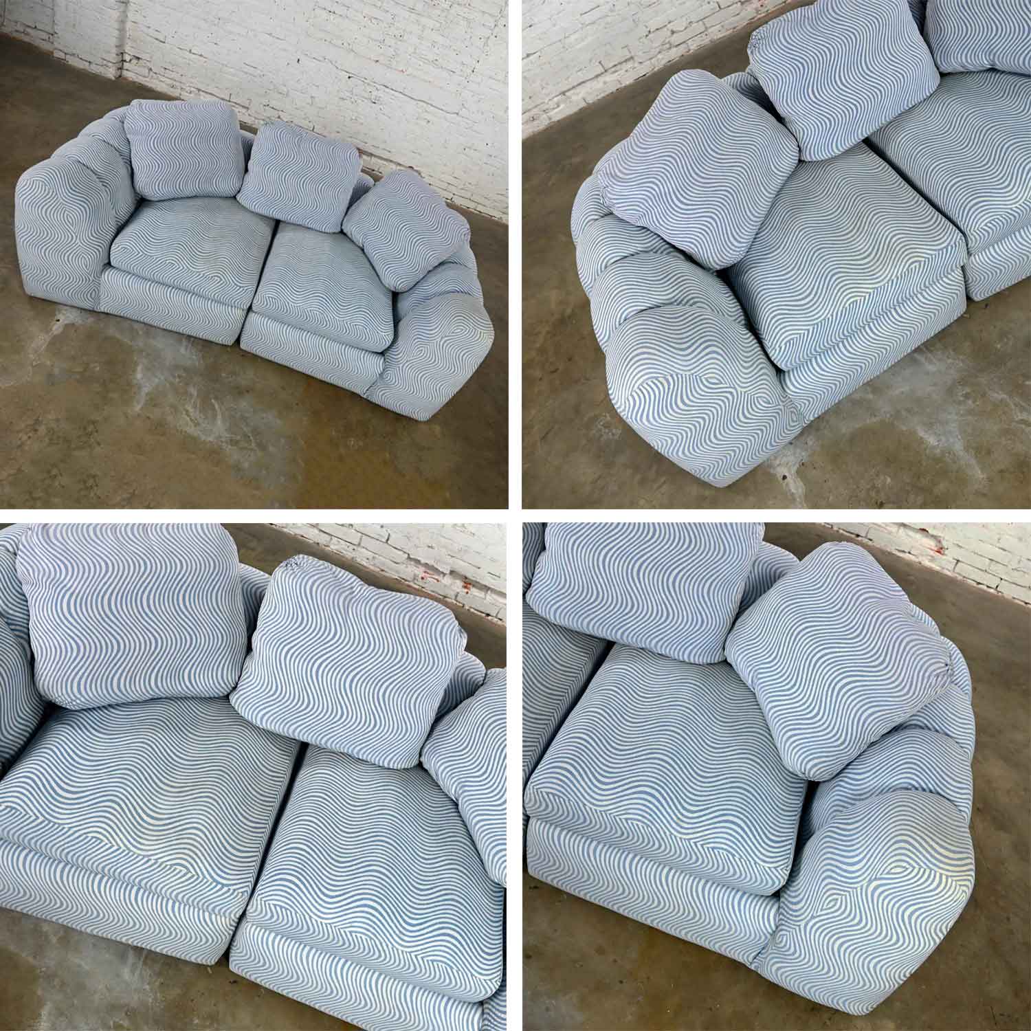 Modern to Postmodern Channeled Sectional Loveseat or Lounge Chairs Style of Jay Spectre