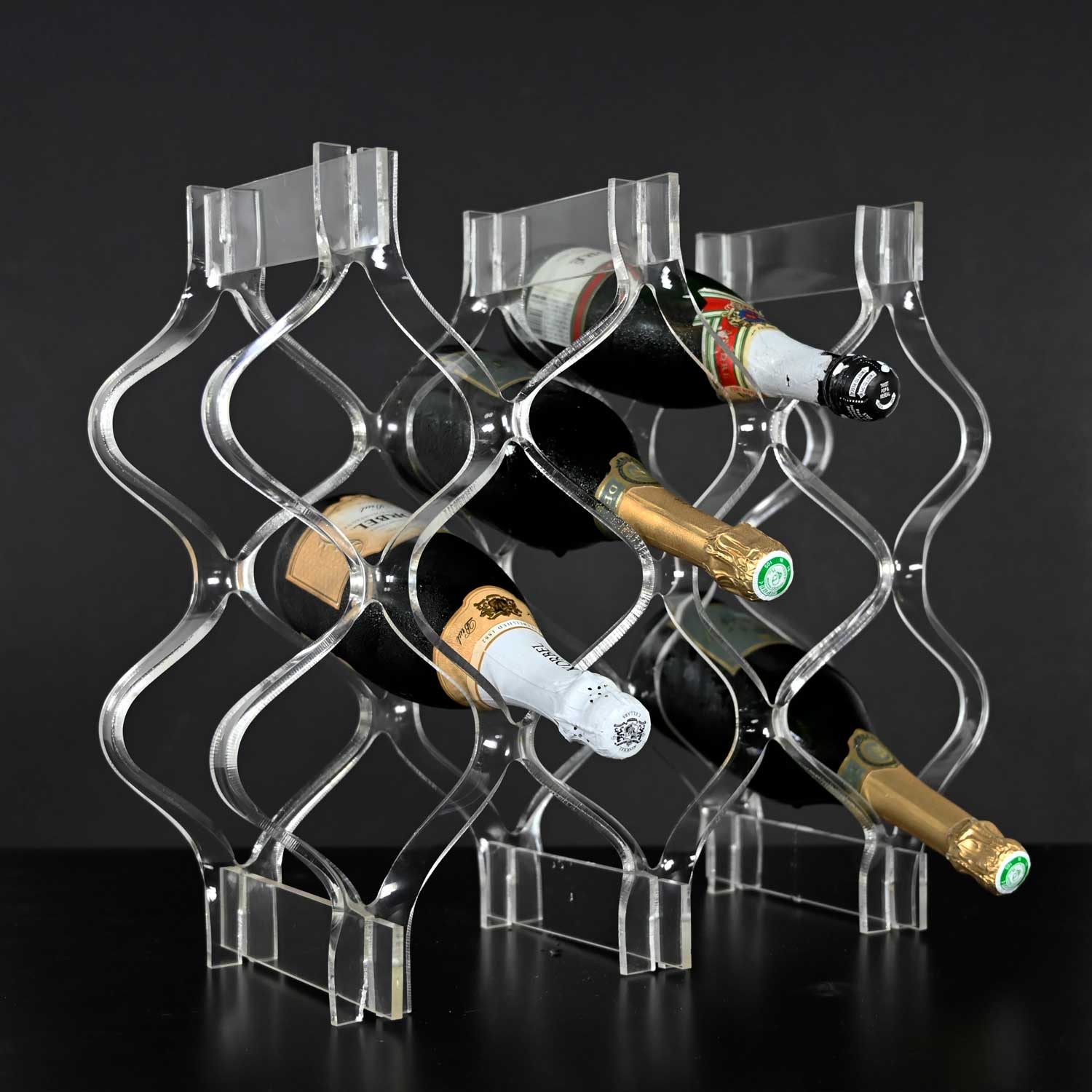 Vintage Mid Century Modern Sculpted Lucite Wine Rack