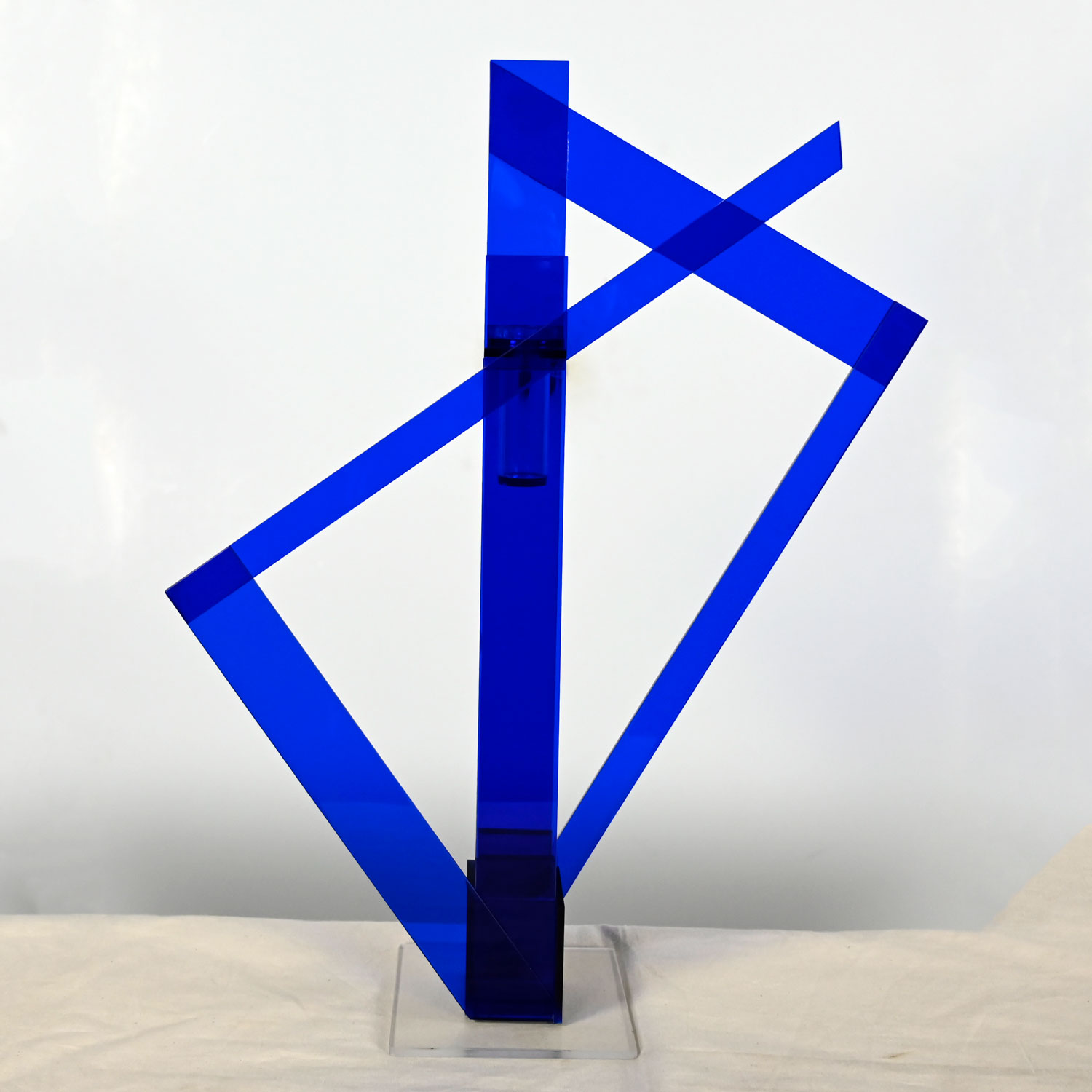 Postmodern Cobalt Blue Plexiglass Abstract Vase or Sculpture