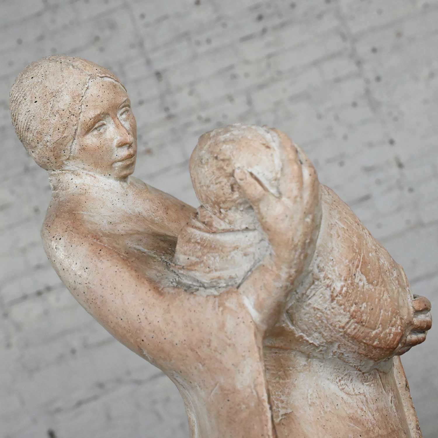 Vintage Modern Sculpture Mother & Child Signed by Willow Woosav for Austin Productions