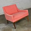 Vintage Mid Century Modern Coral Frieze Upholstered Modified Slipper Chair