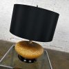 Mid Century Modern Lava Glazed Large Scale Squatty Table Lamp with Faux Silk Drum Shade