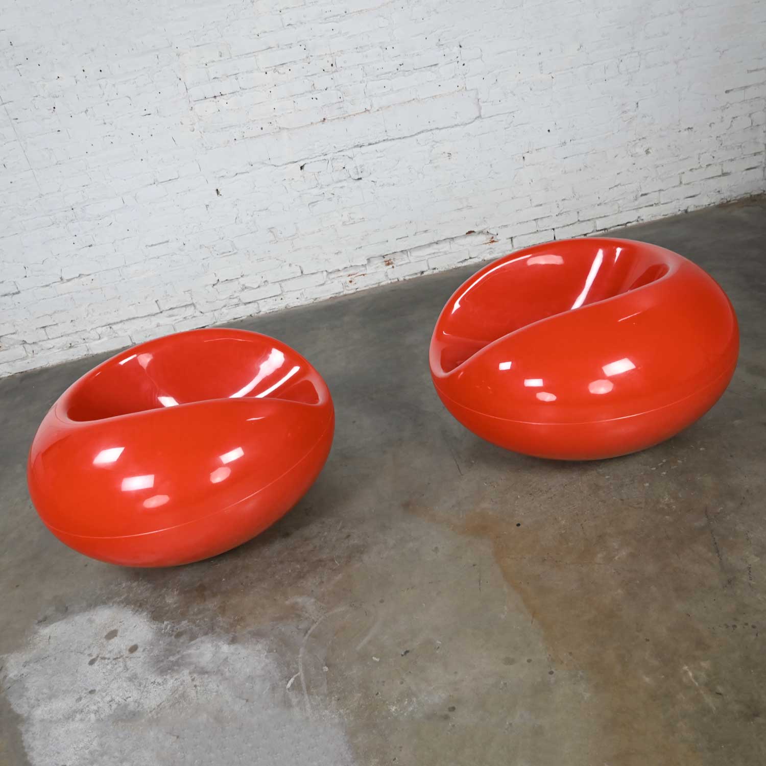 Vintage MCM Red Polystyrene Original Pastil Rocking Chairs by Eero Aarnio for Asko a Pair