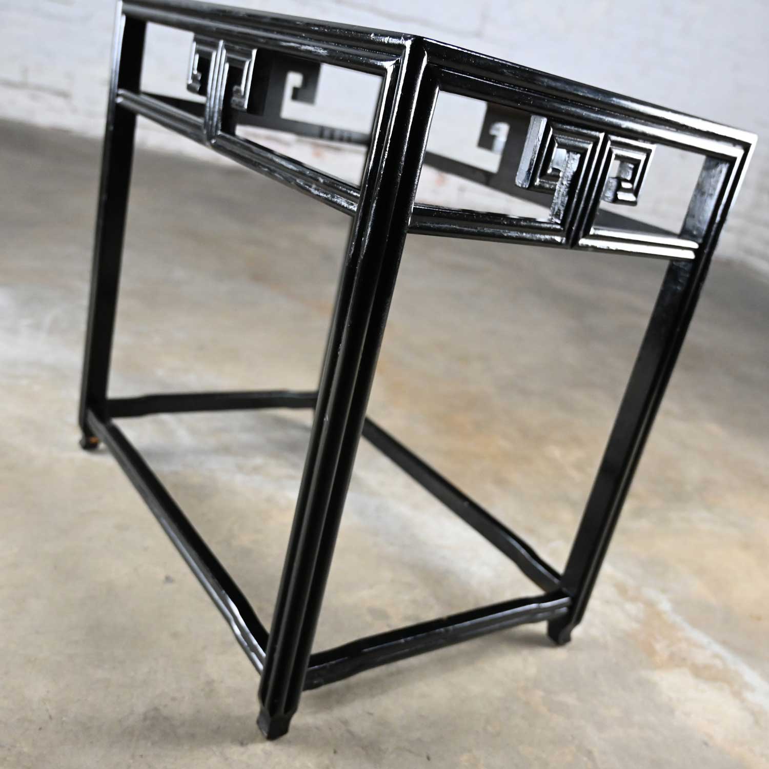 Vintage Chinoiserie Rectangular Black Accent or Side Table by Baker