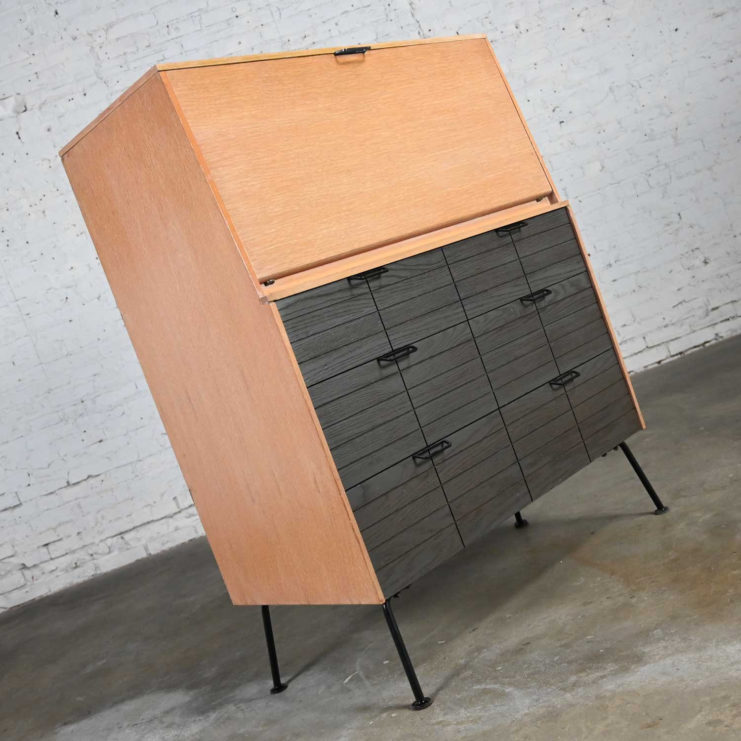 Vintage Mid-Century Modern Mengel Drop Front Secretary Desk by Raymond Loewy