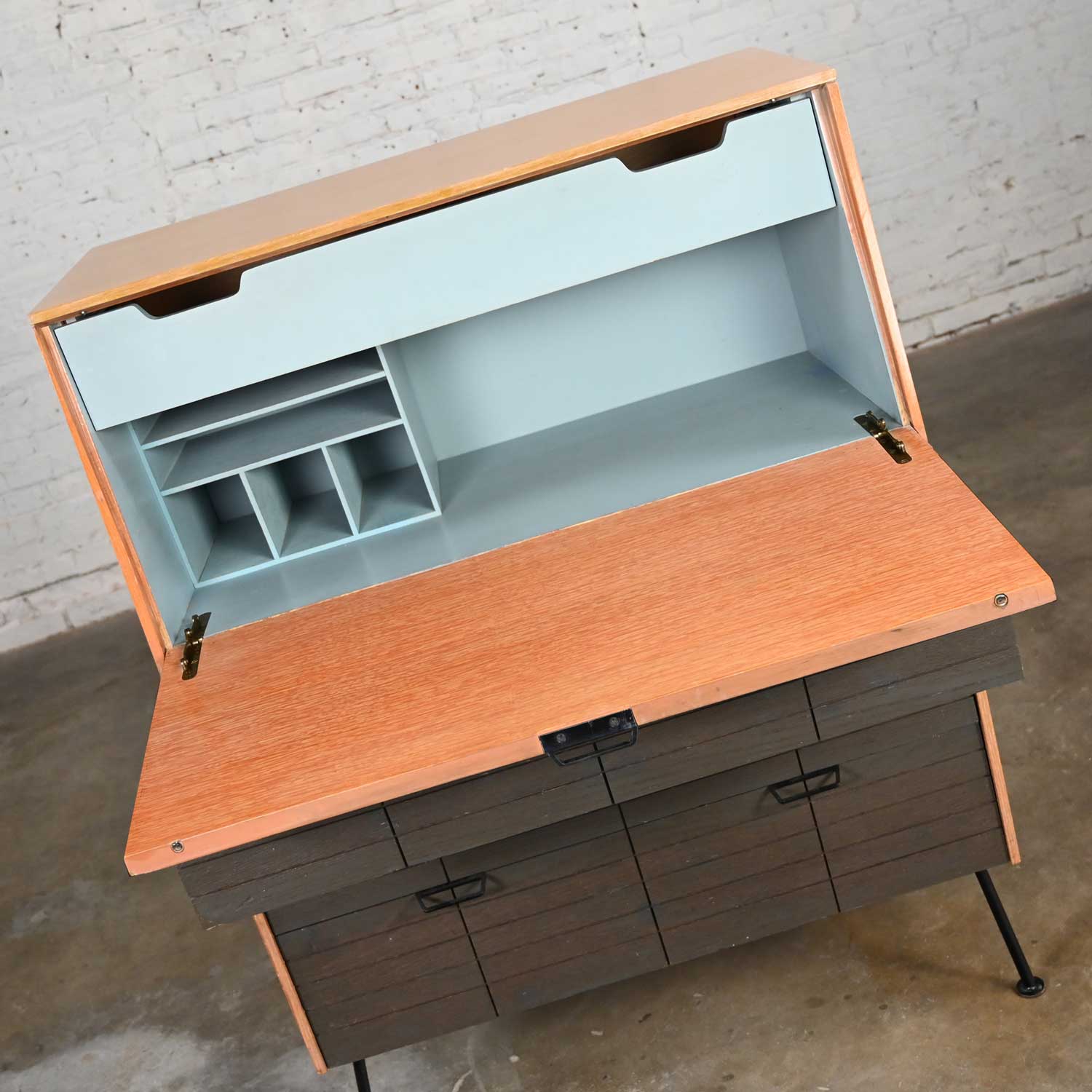 Vintage Mid-Century Modern Mengel Drop Front Secretary Desk by Raymond Loewy